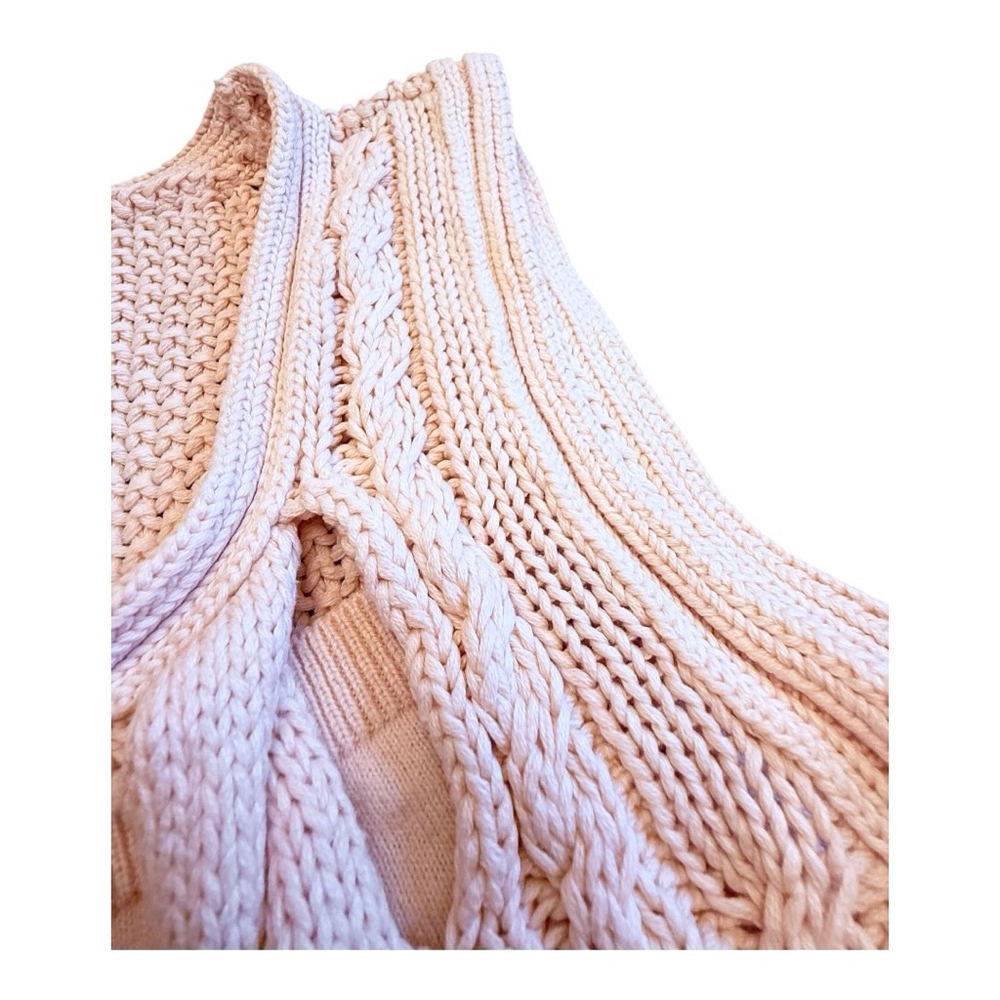 Women's VENUS Pink Cable Knit Sleeveless Crew Neck Sweater S - Picture 4 of 14